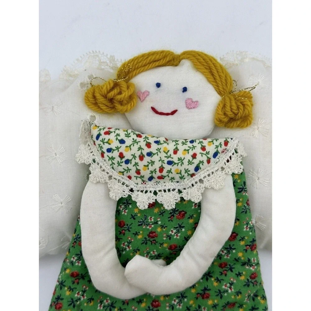 VTG Angel Cloth Christmas Tree Topper Hand Made Sewn Eyelet Lace Granny Core 10